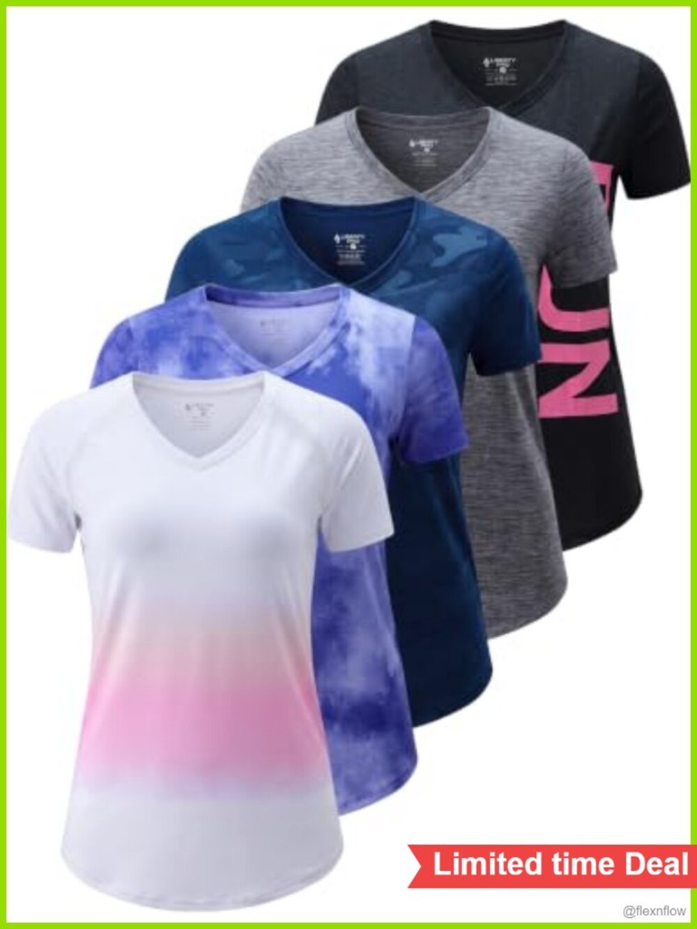 5 Pack Women's Dry Fit Short Sleeve Workout Tops Stretch Active Tees